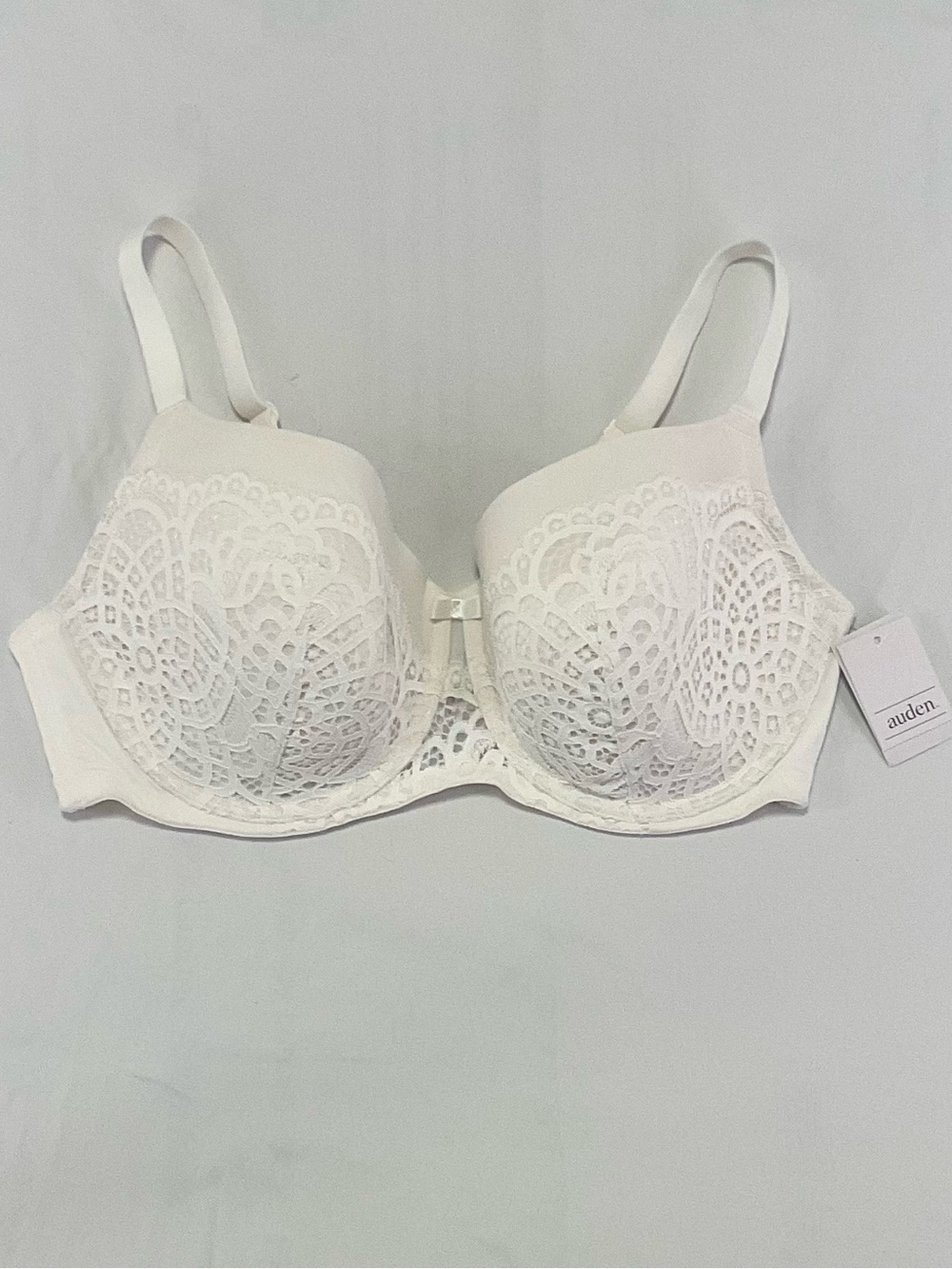 Auden Cream Lace Balconet Lightly Lined Underwire Bra with Bow 40DD